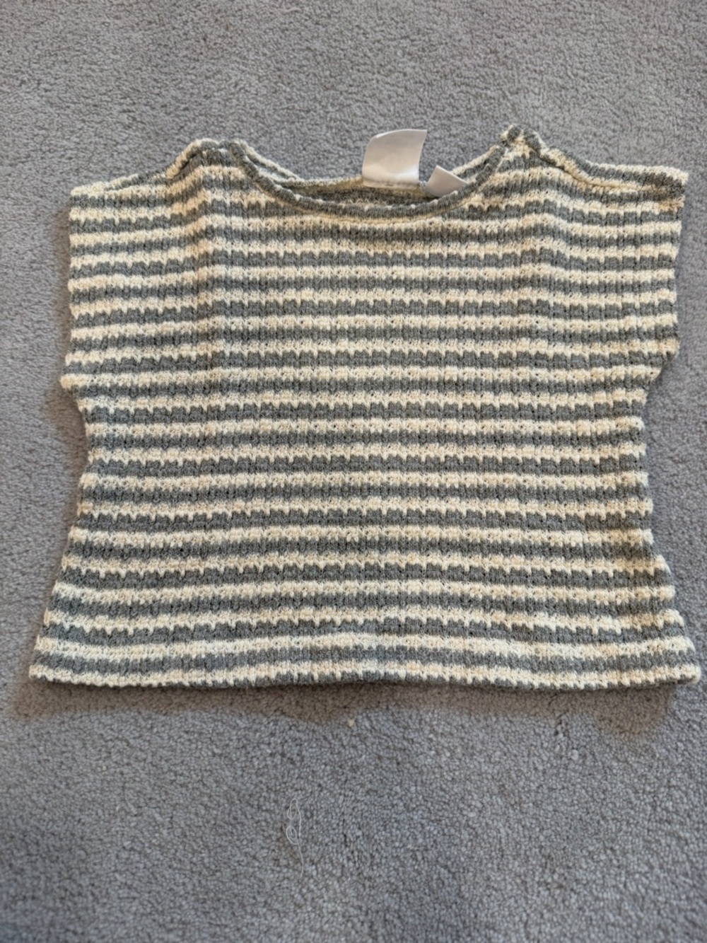 Zara Cream and Gray Striped Knit Top